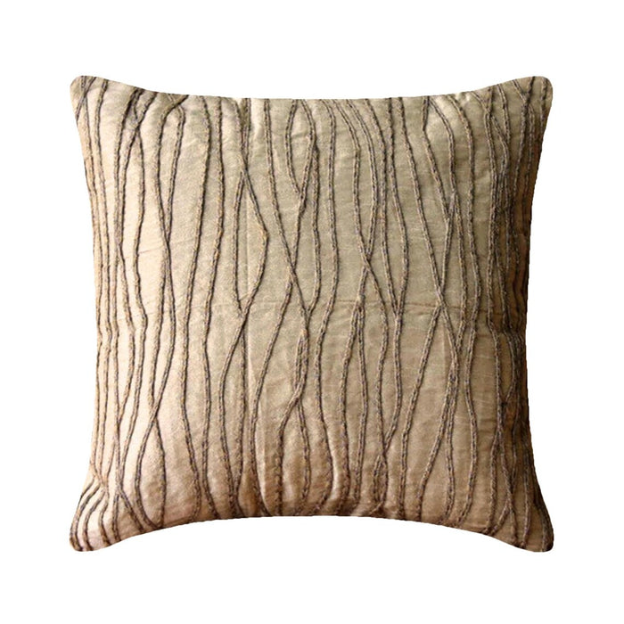 Jute Cords - Beige Art Silk Decorative Euro Sham