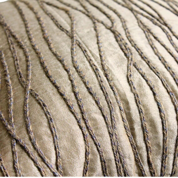 Jute Cords - Beige Art Silk Throw Pillow Cover
