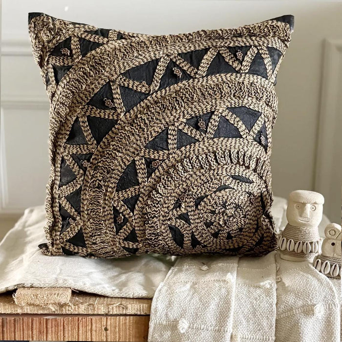Jute Rebel - Black Art Silk Decorative Euro Sham