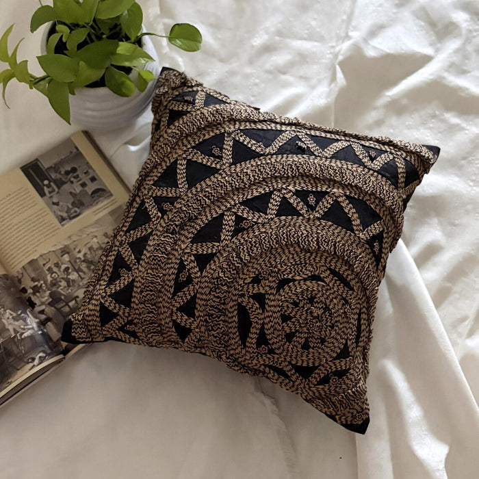 Jute Rebel - Black Art Silk Decorative Euro Sham