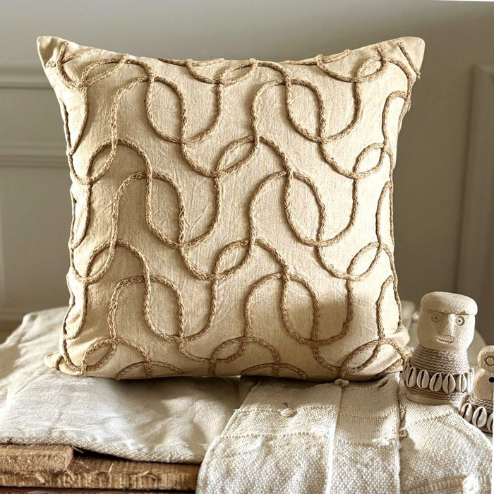 Jute Shoot - Natural Beige Cotton Linen Decorative Euro Sham