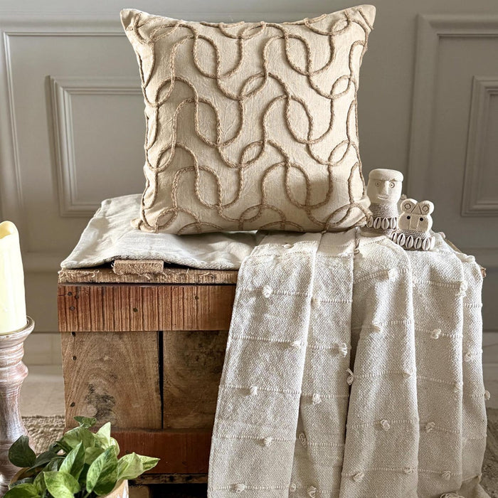 Jute Shoot - Natural Beige Cotton Linen Decorative Euro Sham