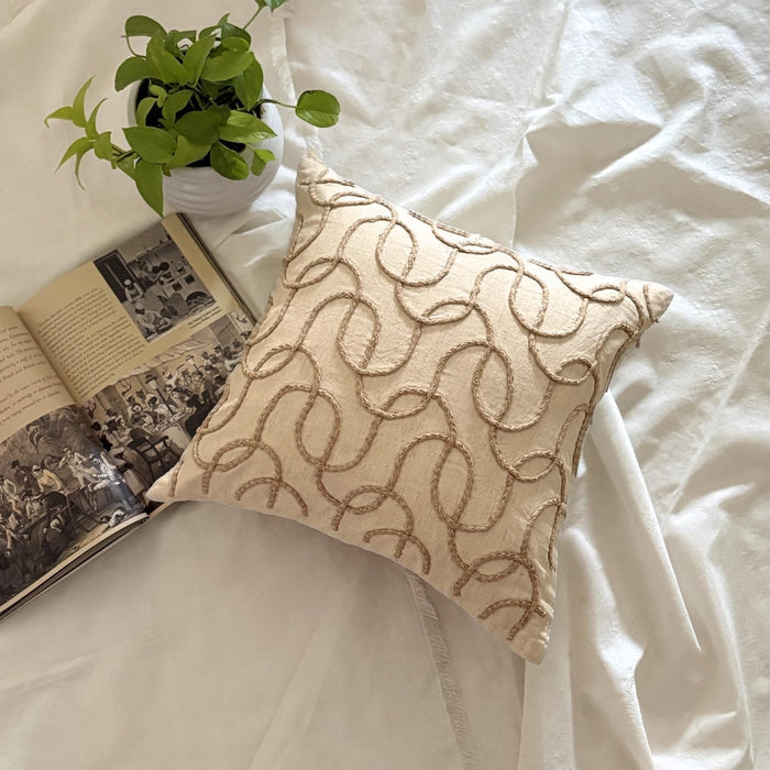Jute Shoot - Natural Beige Cotton Linen Decorative Euro Sham