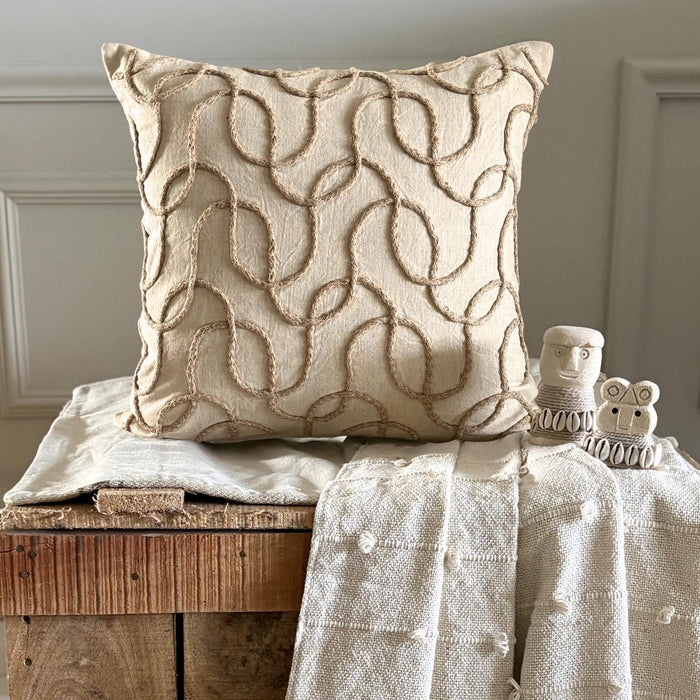 Jute Shoot - Natural Beige Cotton Linen Decorative Euro Sham