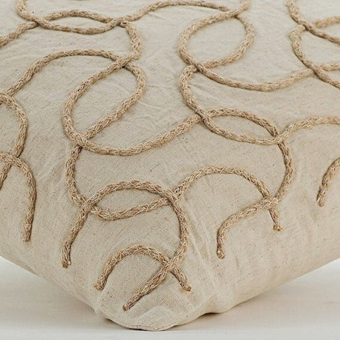Jute Shoot - Natural Beige Cotton Linen Throw Pillow Cover