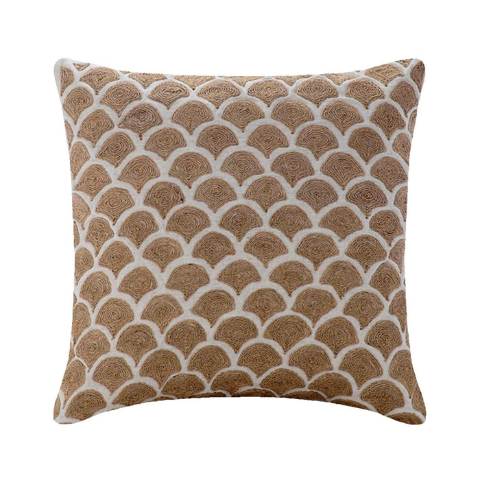 Jute Trellis - Natural Beige Cotton Linen Throw Pillow Cover