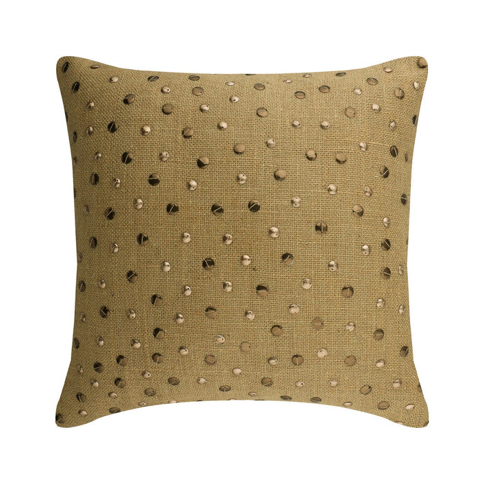 Jute Wheels - Beige Burlap Lurex Throw Pillow Cover