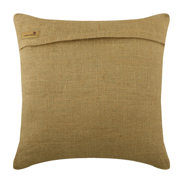 Jute Wheels - Beige Burlap Lurex Throw Pillow Cover