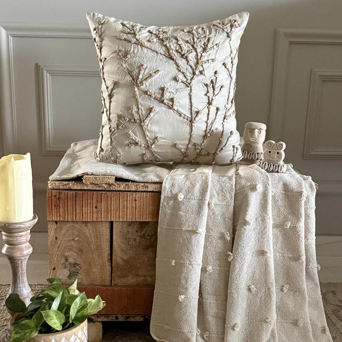 Jute Willow - Ivory Art Silk Decorative Euro Sham