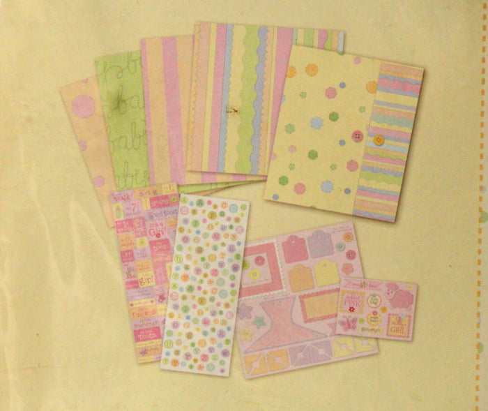 K & Company Sweet Pea Studio Baby Girl Mini Scrapbook Kit - SCRAPBOOKFARE