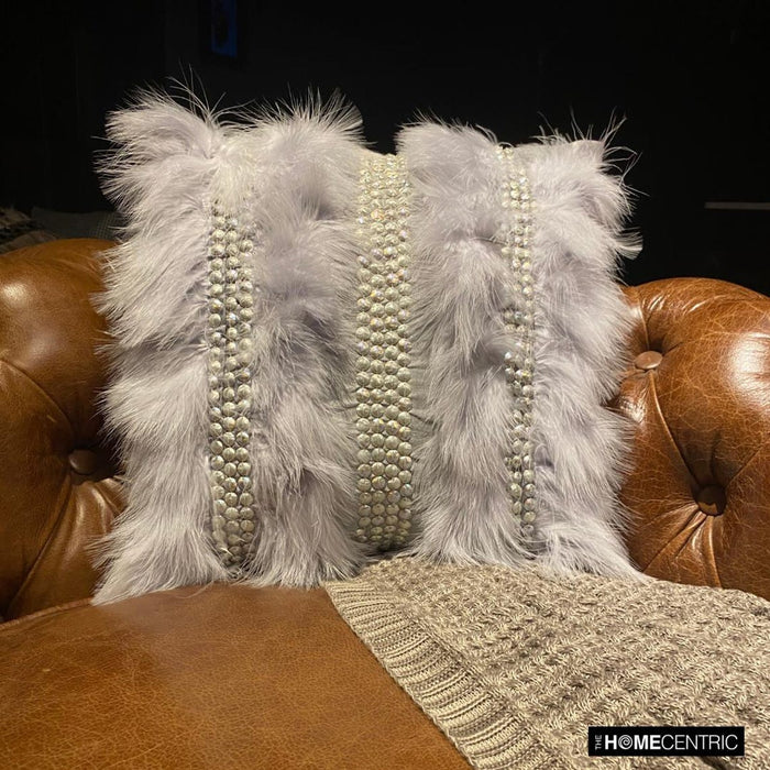 Kitty Fur - Grey Silk Halloween Throw Pillow Cover