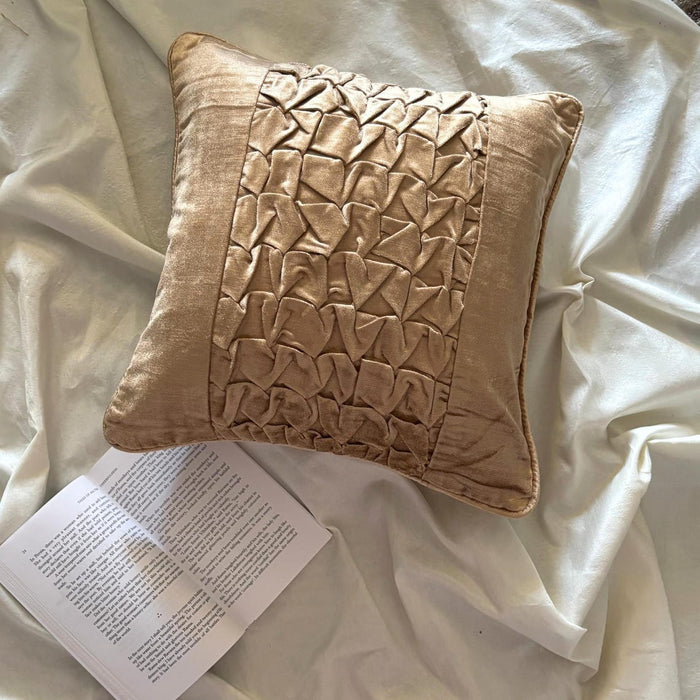 Knotty Pearl Beige - Pearl Beige Velvet Throw Pillow Cover