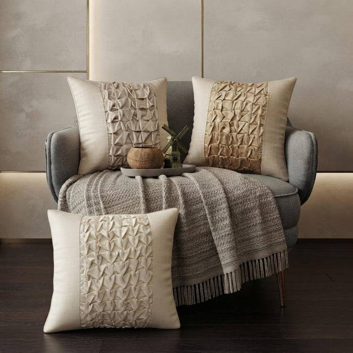 Knotty Pearl Beige - Pearl Beige Velvet Throw Pillow Cover