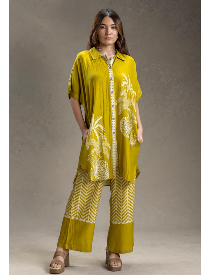 Kyomi Printed Kimono Kurta Set