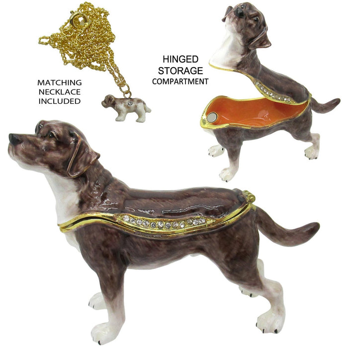 Labrador Retriever Jeweled Trinket Box Austrian Crystals, Brown