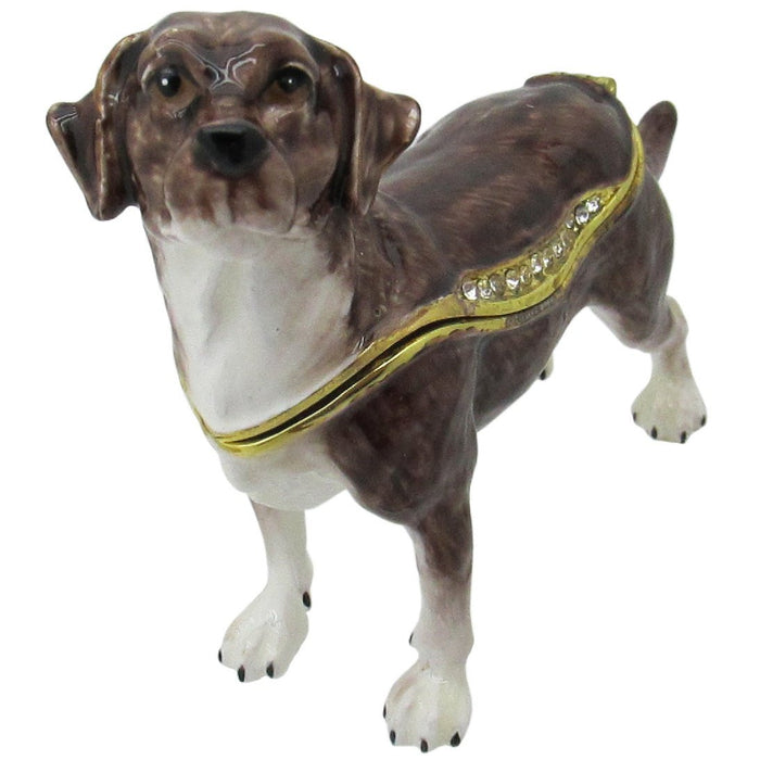 Labrador Retriever Jeweled Trinket Box Austrian Crystals, Brown