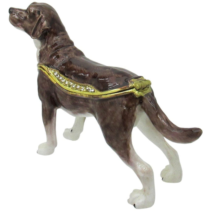 Labrador Retriever Jeweled Trinket Box Austrian Crystals, Brown