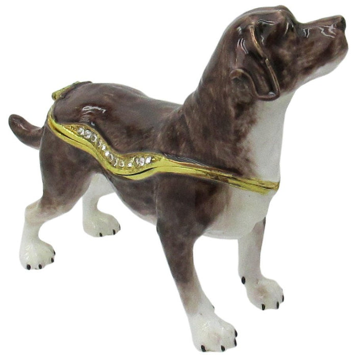 Labrador Retriever Jeweled Trinket Box Austrian Crystals, Brown