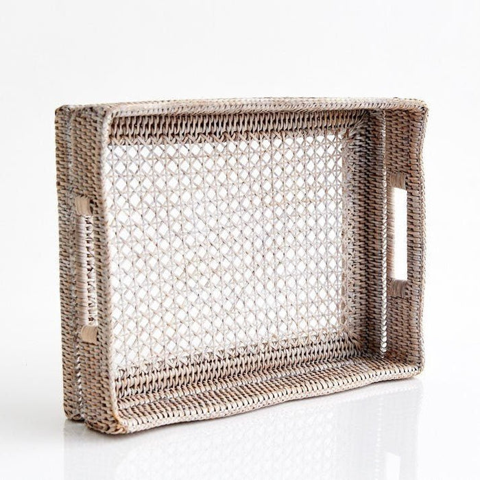 Lace Rattan Tray | White Wash (BOWRAL) - Suzie Anderson Home