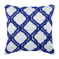 Lattice Blue & White Beaded Throw Pillow Cover