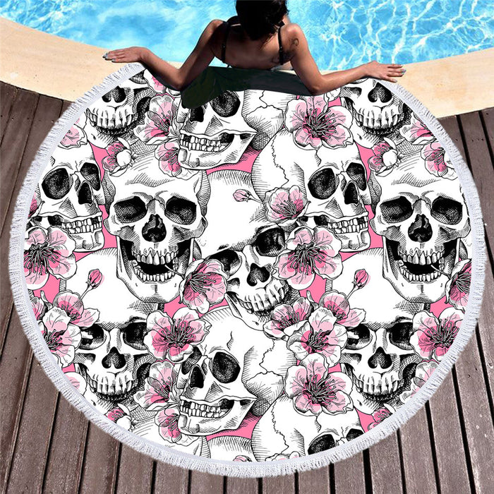 Laughing Skull Flower Towel
