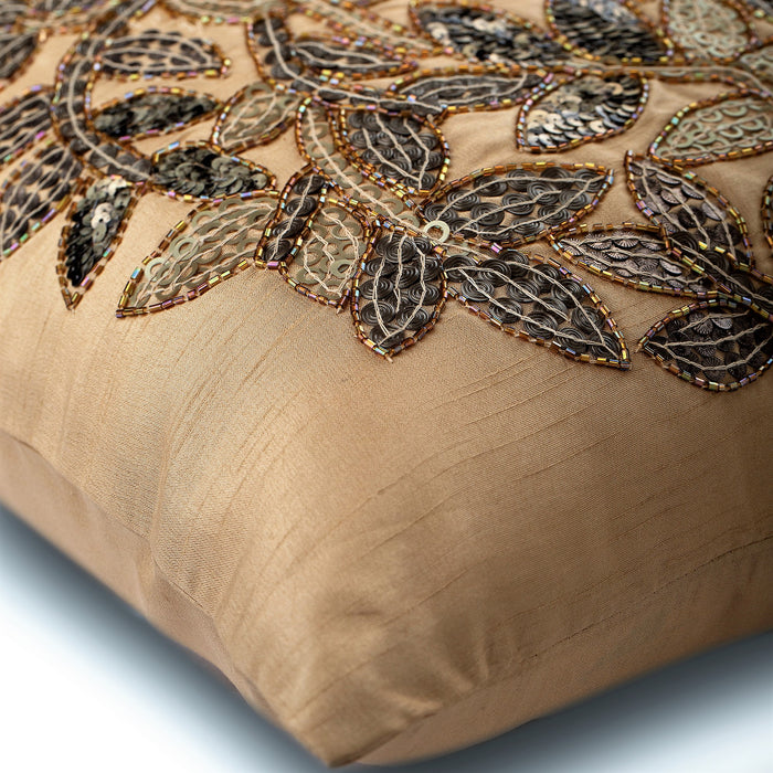 Leaf Rings Beaded Leaf Throw Pillow Cover