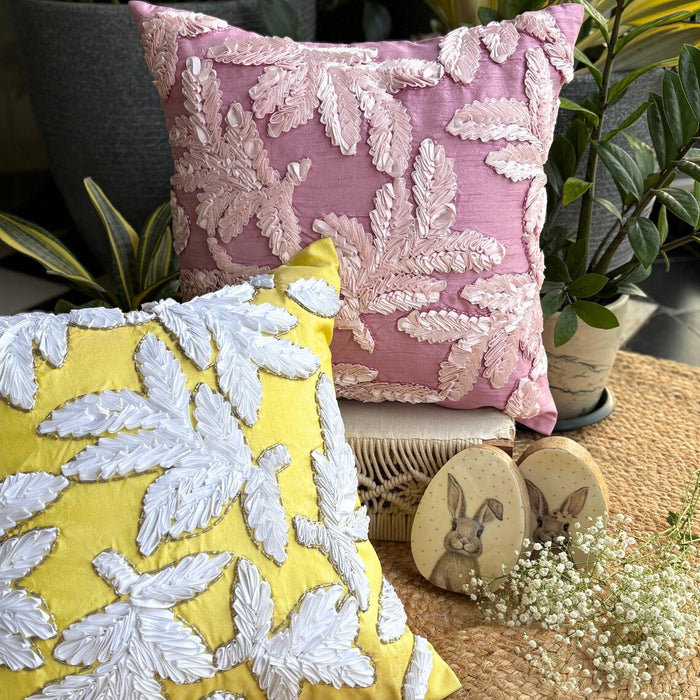 Leafy Pink - Pink Art Silk Decorative Euro Sham