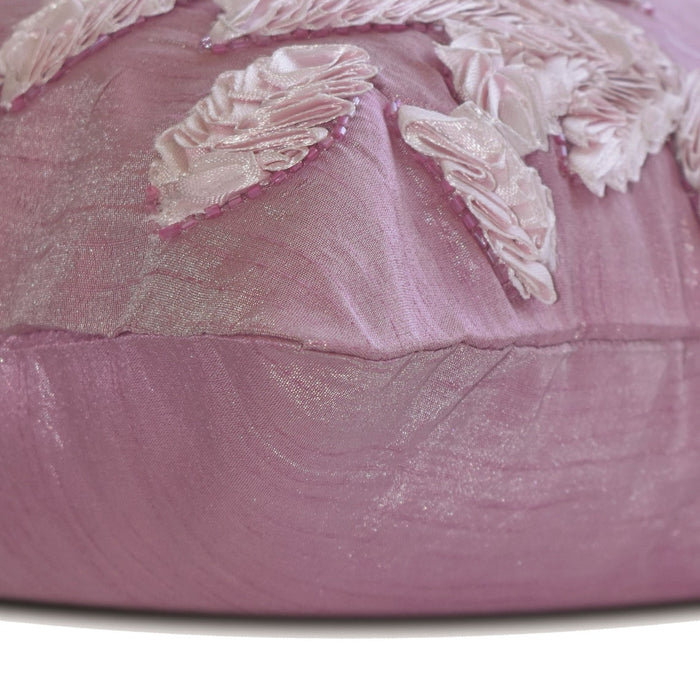 Leafy Pink - Pink Art Silk Decorative Euro Sham