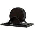 Leather Round Coaster Set | Dark