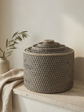 Leith Rattan Medium Lidded Storage Box - Grey