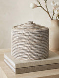 Leith Rattan Medium Lidded Storage Box - White