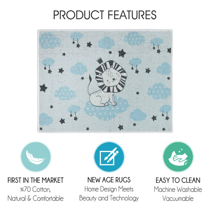 Leon Pattern Large Dish Drying Mat for Kitchen Counter |24 x 18 x 0.25 Inches | Blue