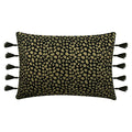 Blue Cotton Lumbar Pillow Cover, Leopard Gold