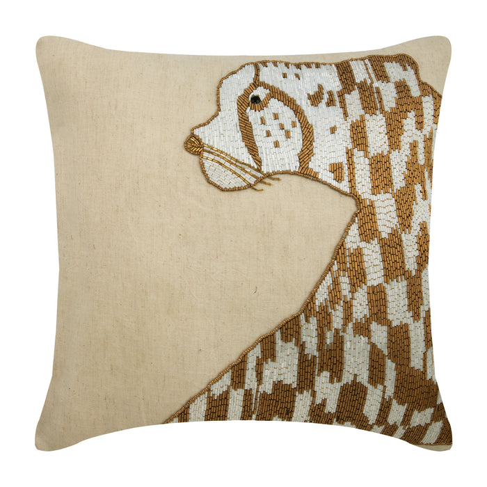 Leopard Purr - Natural Beige Linen Decorative Euro Sham