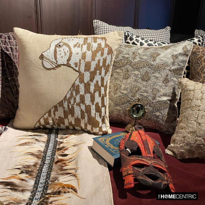 Leopard Purr - Natural Beige Linen Decorative Euro Sham