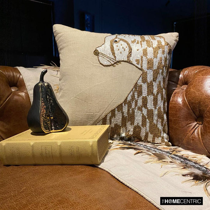 Leopard Purr - Natural Beige Linen Throw Pillow Cover