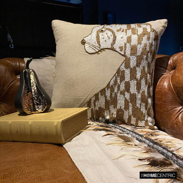 Leopard Purr - Natural Beige Linen Throw Pillow Cover