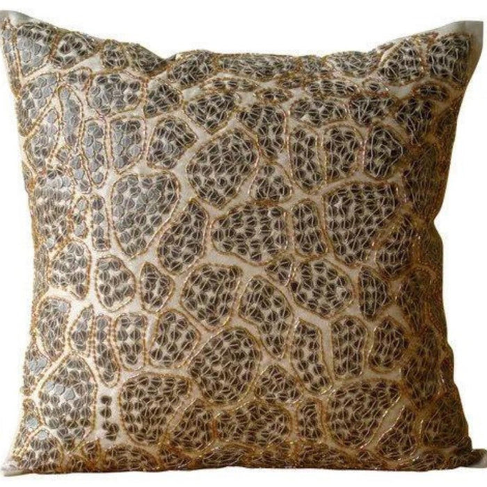 Leopard Spots - Beige Art Silk Throw Pillow Cover