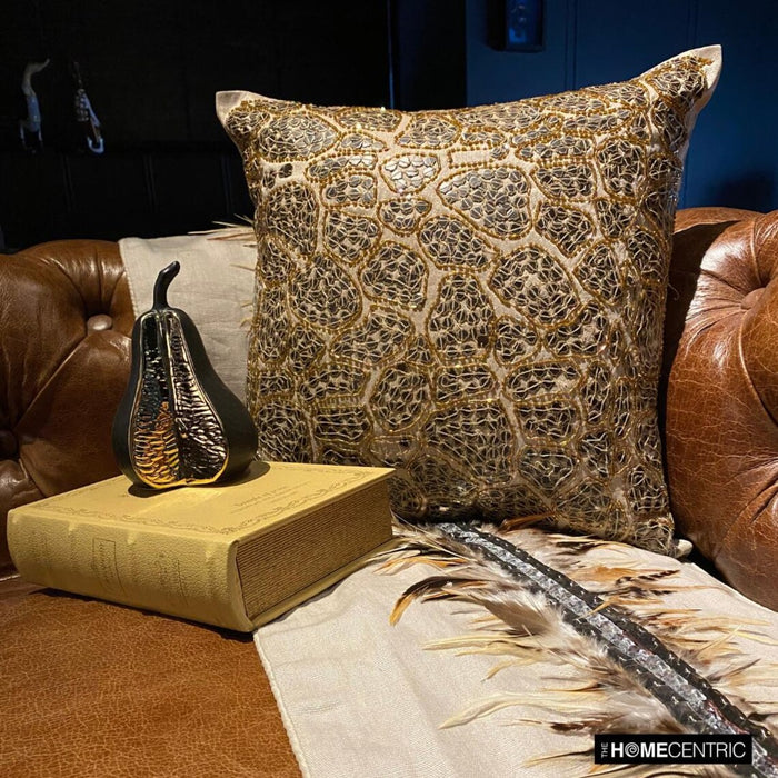 Leopard Spots - Beige Art Silk Throw Pillow Cover