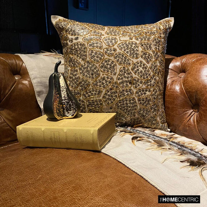 Leopard Spots - Beige Art Silk Throw Pillow Cover