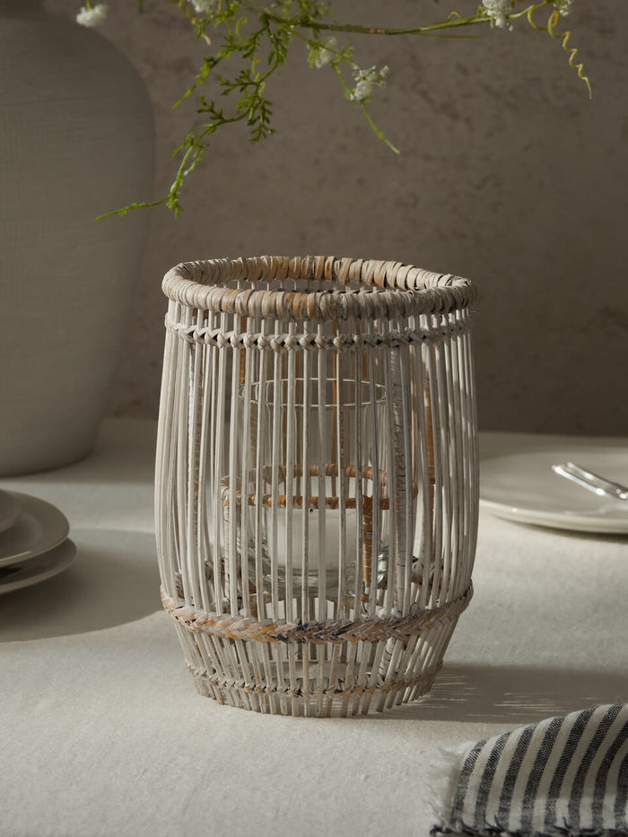 Leve Rattan Lantern - White