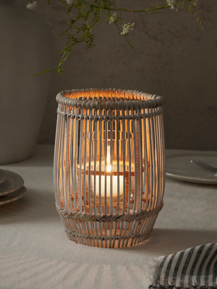 Leve Rattan Lantern - White