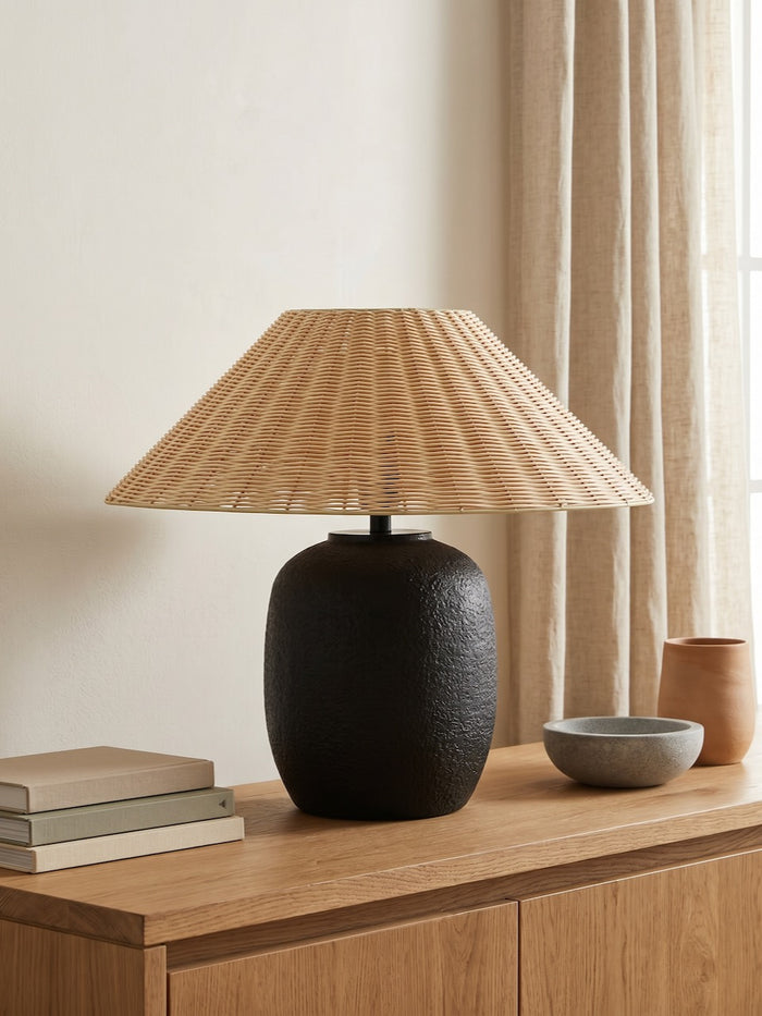 Ligero Ceramic Table Lamp with Rattan Shade
