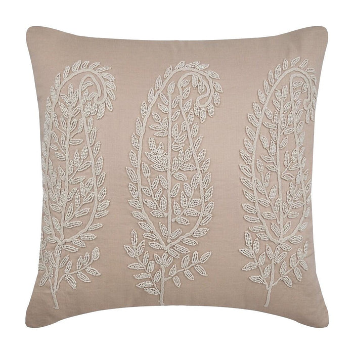 Linen Paisleys - Beige Cotton Linen Decorative Euro Sham