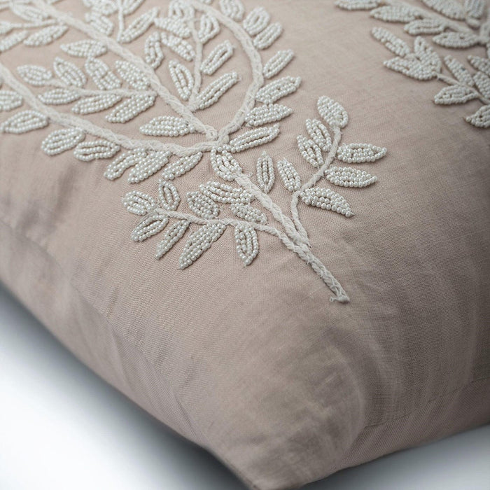 Linen Paisleys - Beige Cotton Linen Decorative Euro Sham