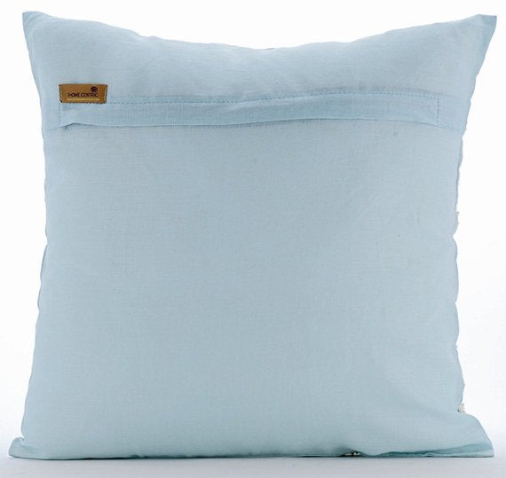 Lone Shell - Light Blue Cotton Linen Decorative Euro Sham