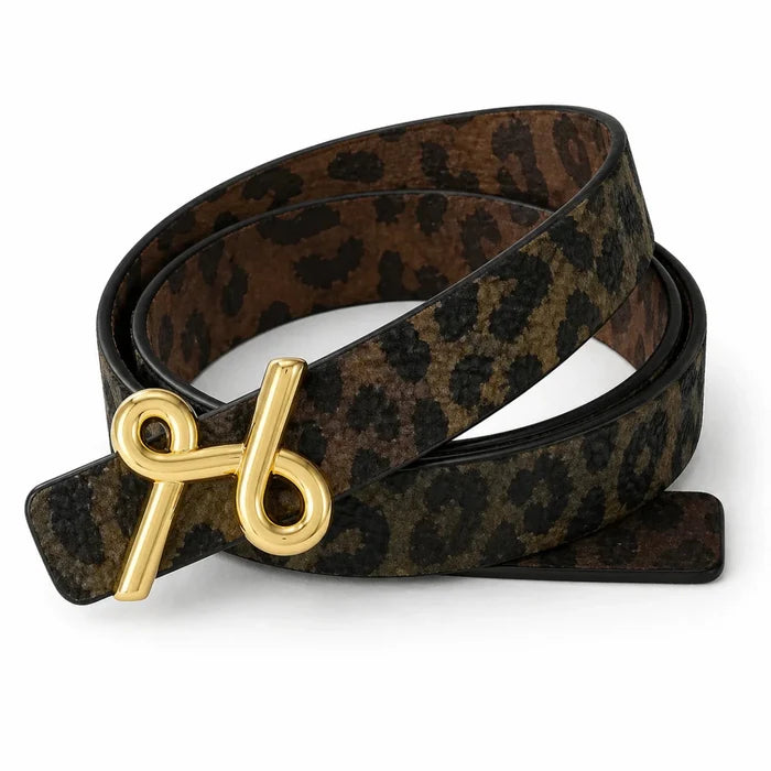 L'ora Pamela Tan Leopard Revesible Leather Belt - Suzie Anderson Home
