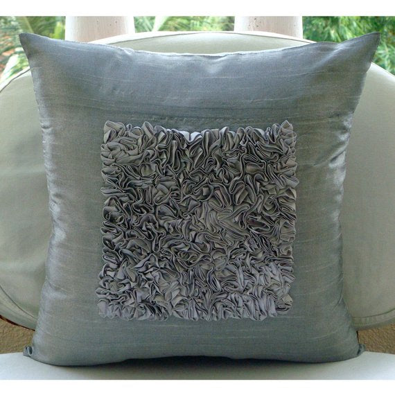 Love Vintage - Silver Art Silk Throw Pillow Cover