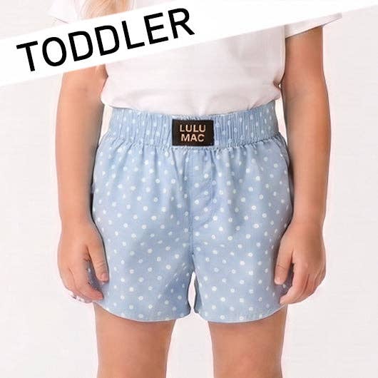 LuluMac Blue Mini Polka Dot Boxer Short - TODDLER: Light Blue