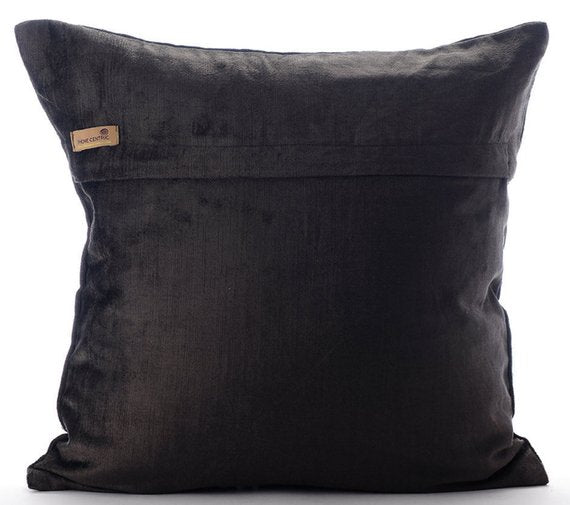 Magestic Gold - Charcoal Gray Velvet Decorative Euro Sham